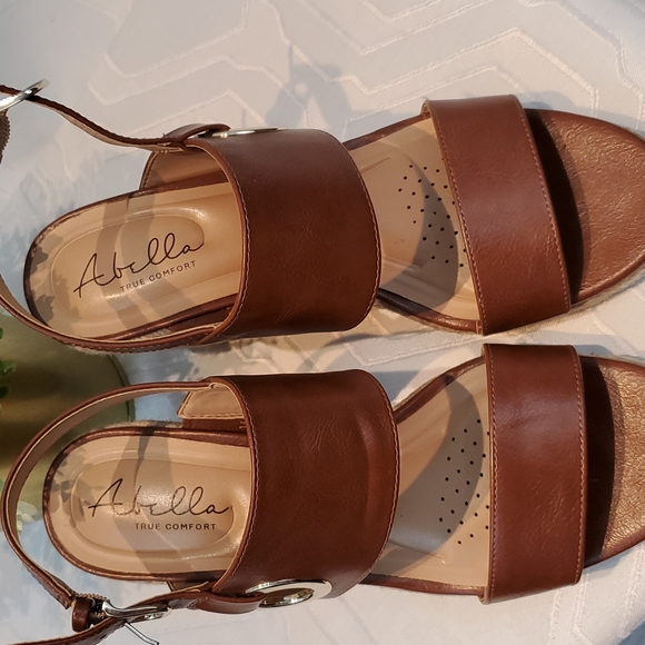 Abella Taya Wedge Espadrille Sandal Brown 8.5 - Picture 4 of 11